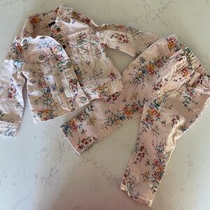 BabyGap Floral Denim Pants & Floral Denim Jacket set
